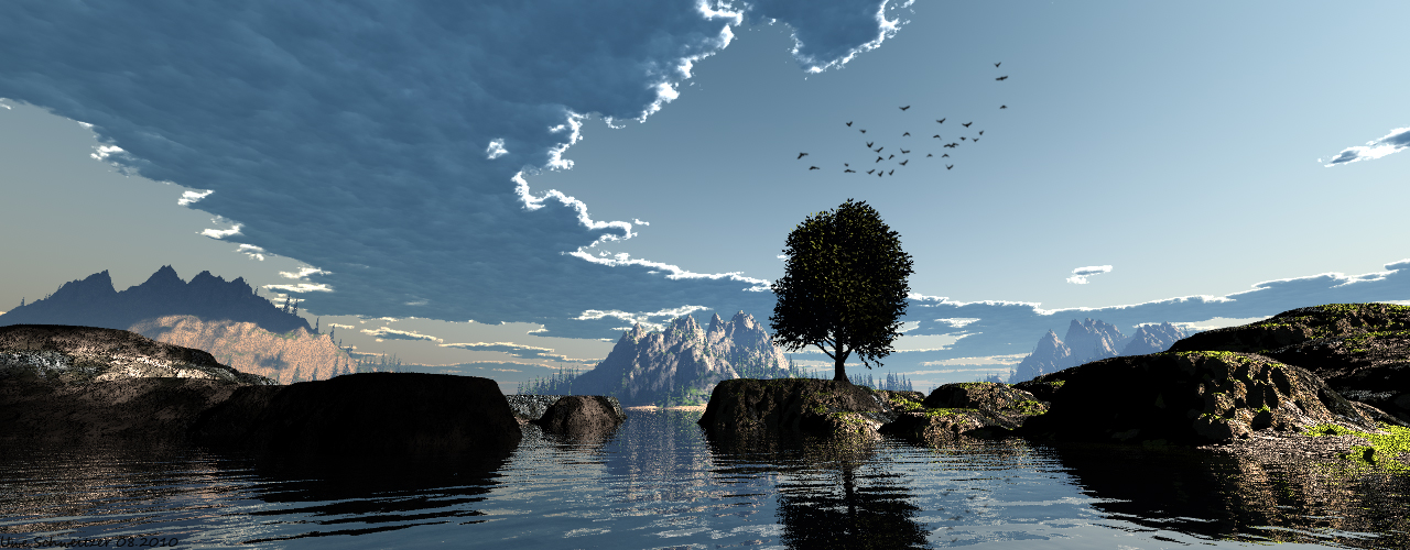 Volumetric Clouds Test Mit BRYCE 7 PRO nach David Brinnen´s Tut