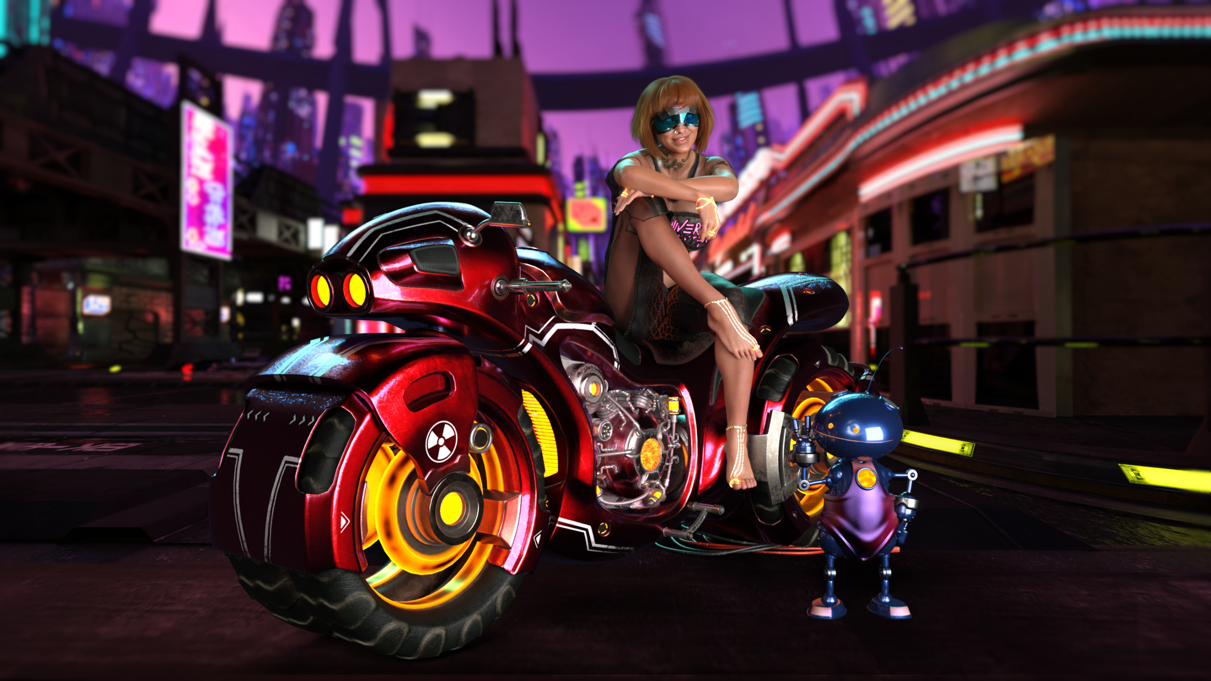 Cyber Punk Lady auf Bike