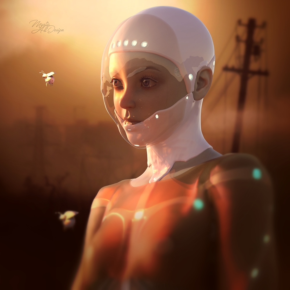 Cyborg in einer verlassenen Welt