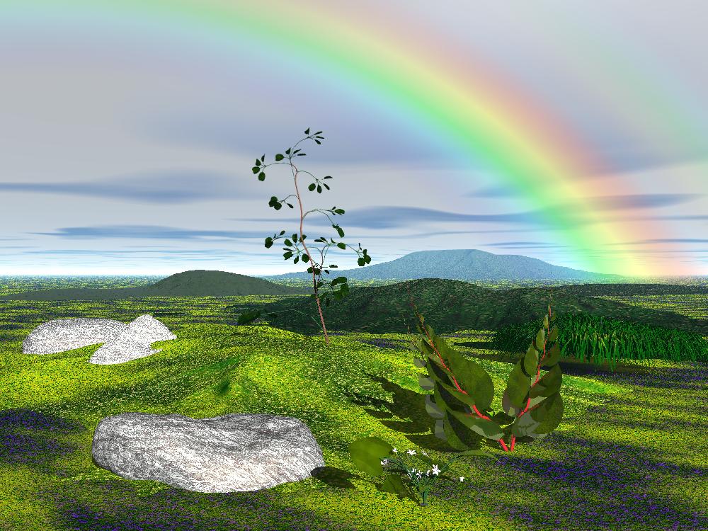 Landschaft mit Regenbogen