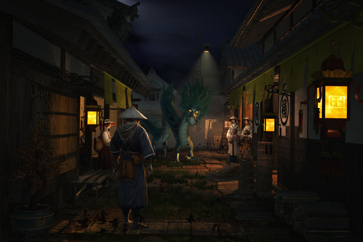 Long Shiosaki erscheint im Dorf