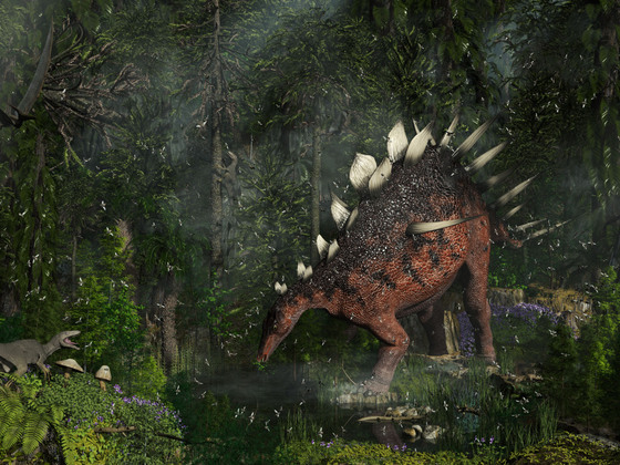 Kentosaurus im Sumpf der Kreidezeit.