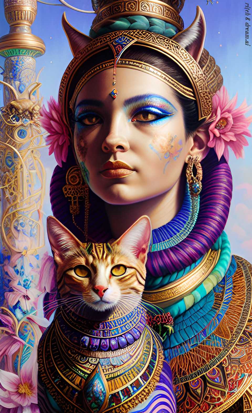 goddess with cat