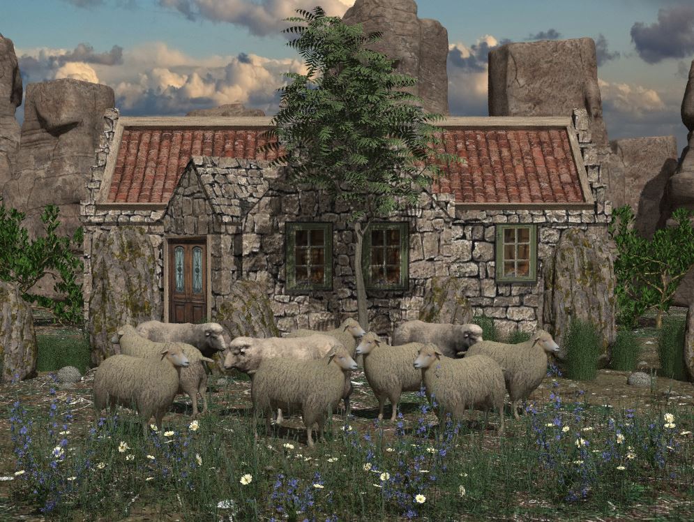 Nordish Cottage and sheeps E2