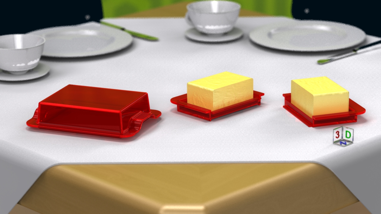 Butterdose auf einem Tisch