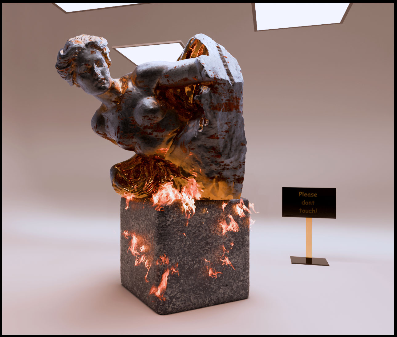 moderne Kunst #3 / golden "Rusty" on Fire