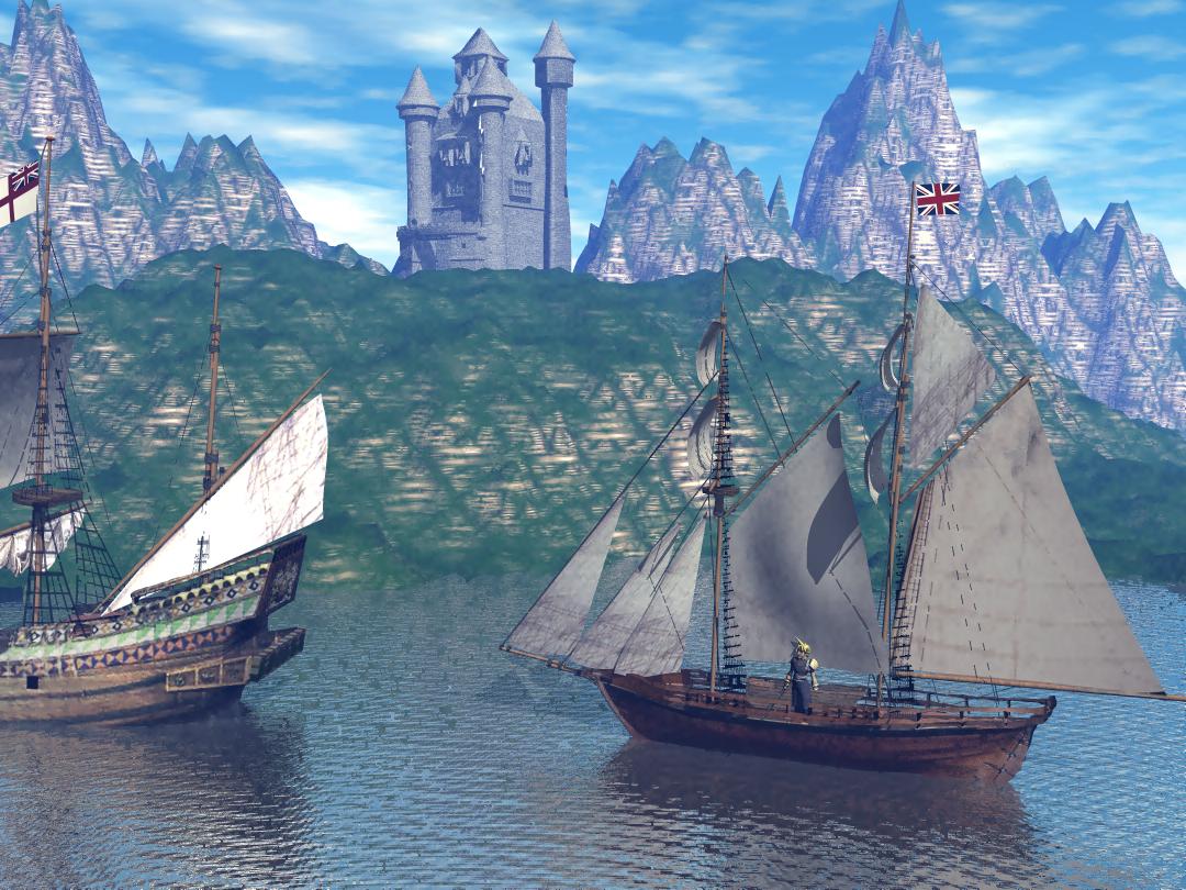 castle with ships