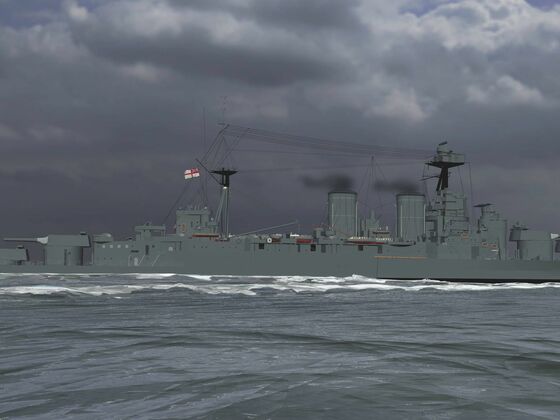 HMS Hood auf dem Weg