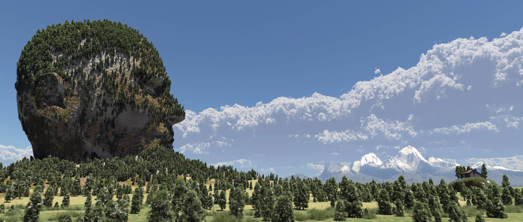 Kleines Haus in ungewöhnlicher Landschaft