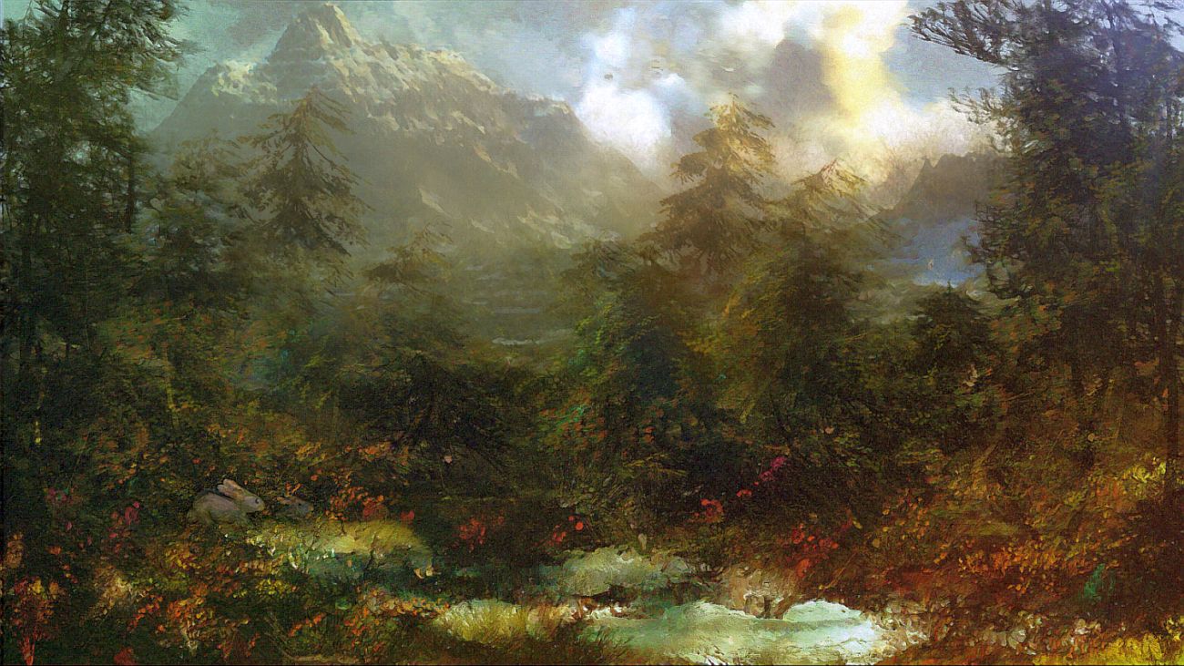 Landschaft mit Hasen