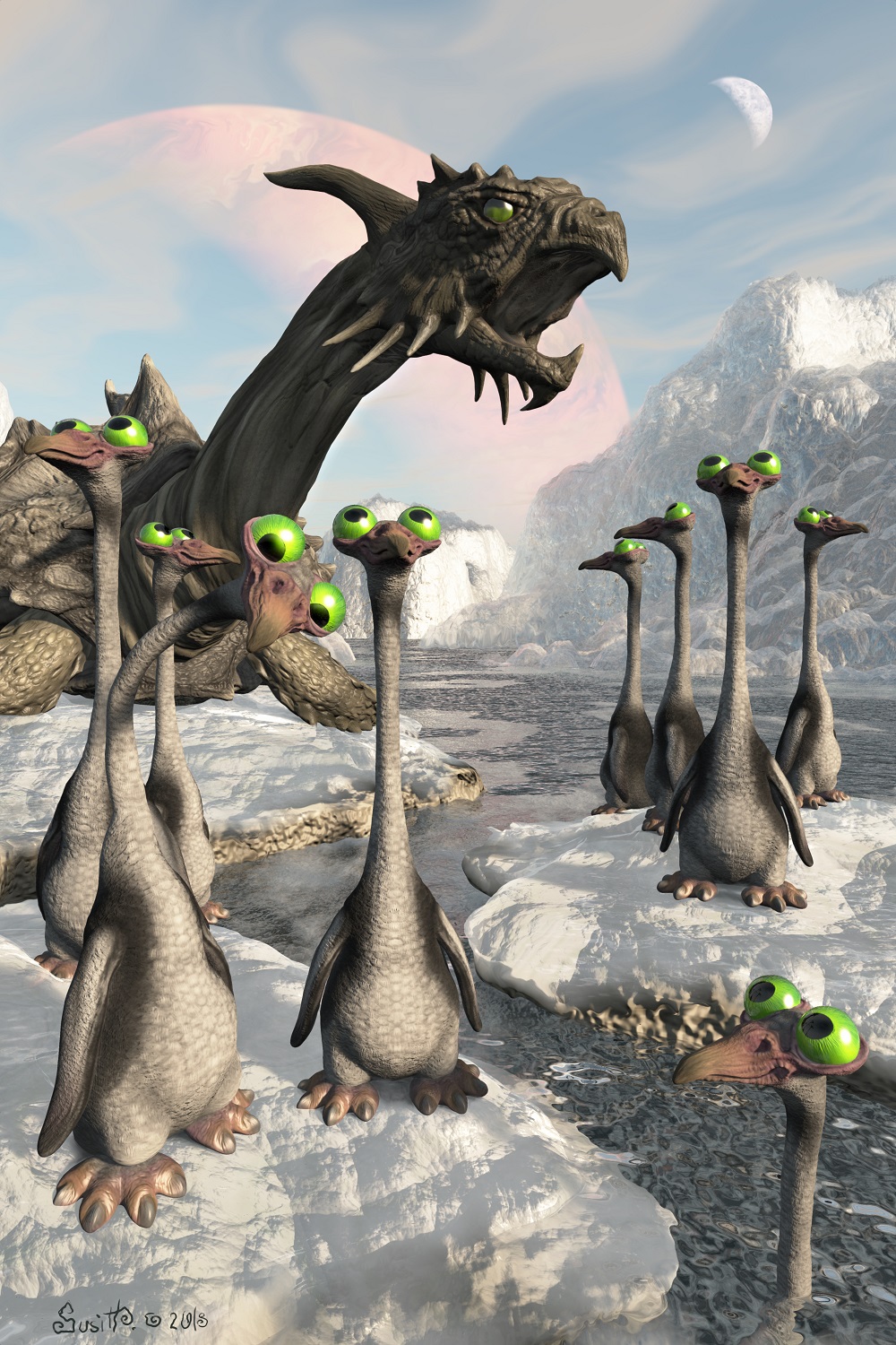 Der Westen-Periskop- Pinguin