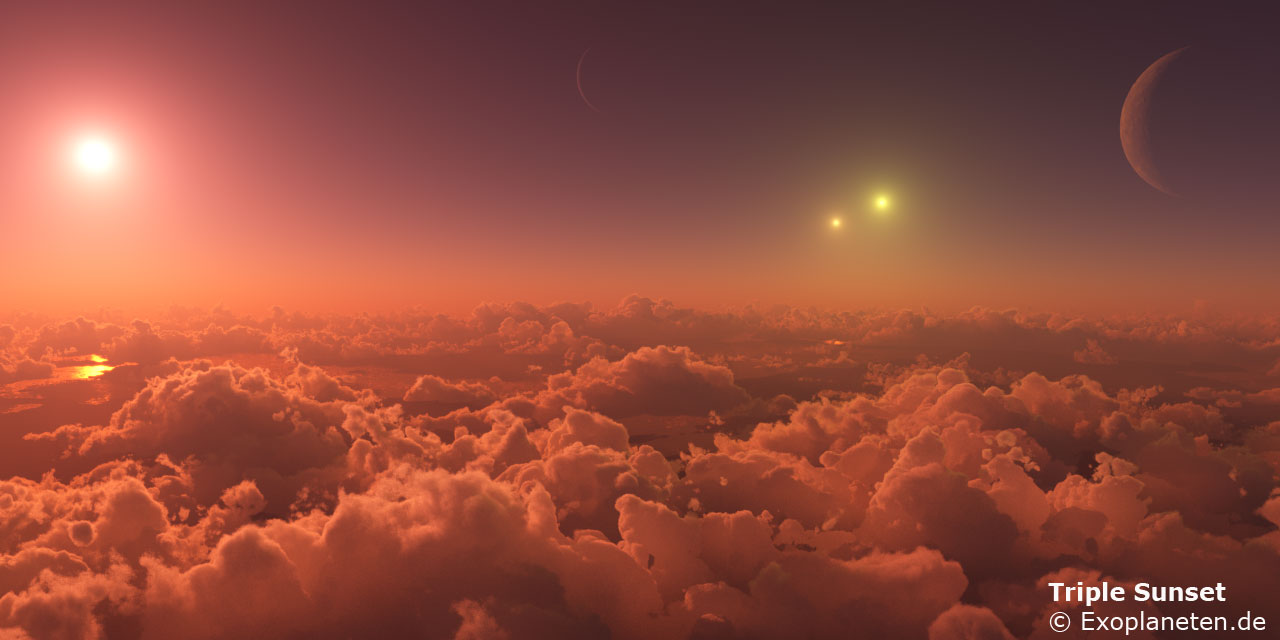 Dreifacher Sonnenuntergang