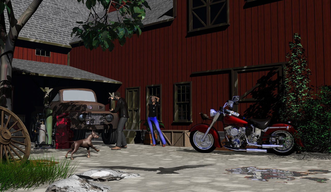 Behind the barn