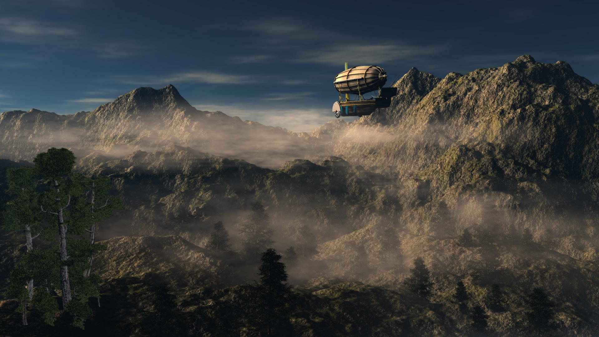 Landschaft mit niedriger einstellung gerendert