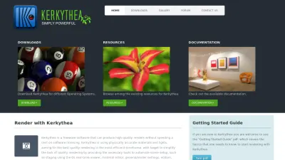 Screenshot der Webseite https://www.kerkythea.net/ vom 2022-01-22