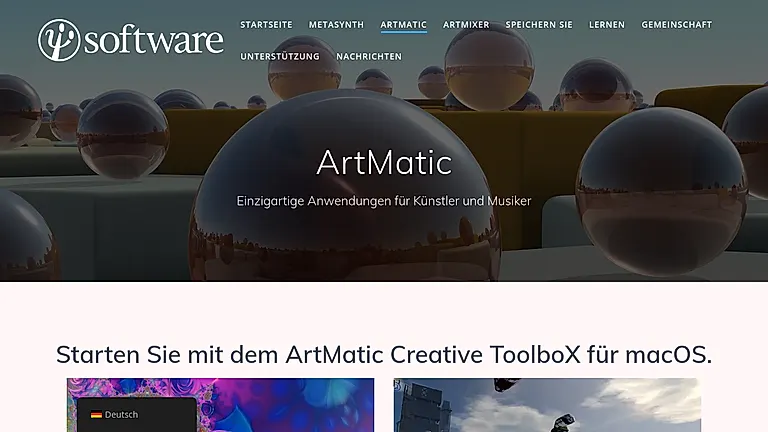 Screenshot der Webseite https://uisoftware.com/de/artmaticctx/ vom 2026-10-29